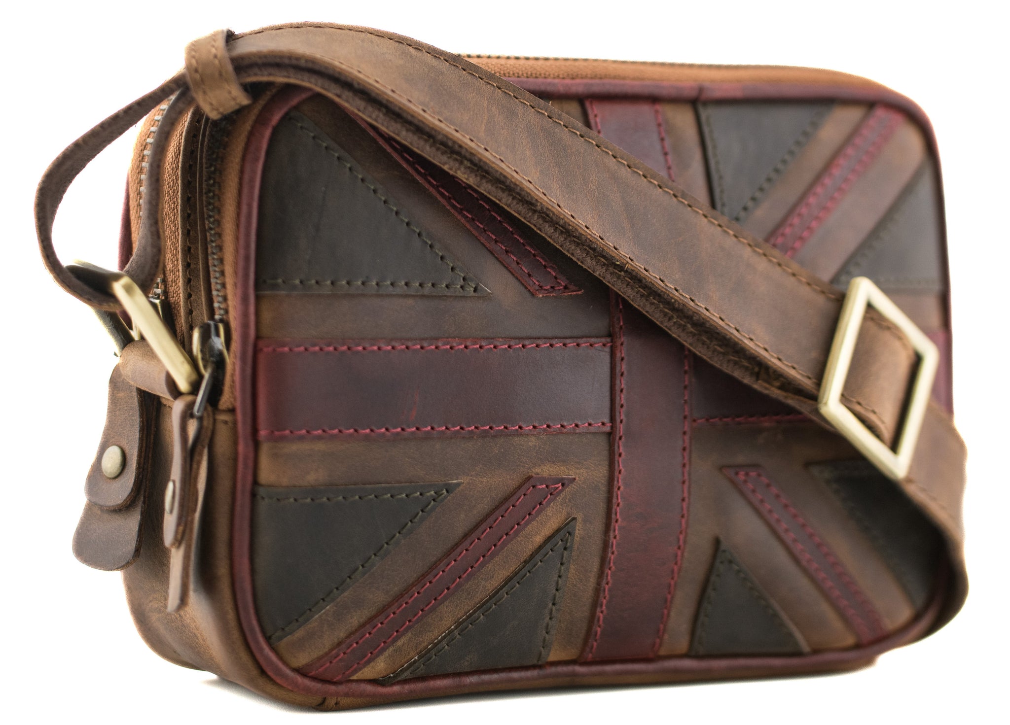 Union Jack Vintage Double Zip Camera Bag in Brown - 29 7444 – Mala 