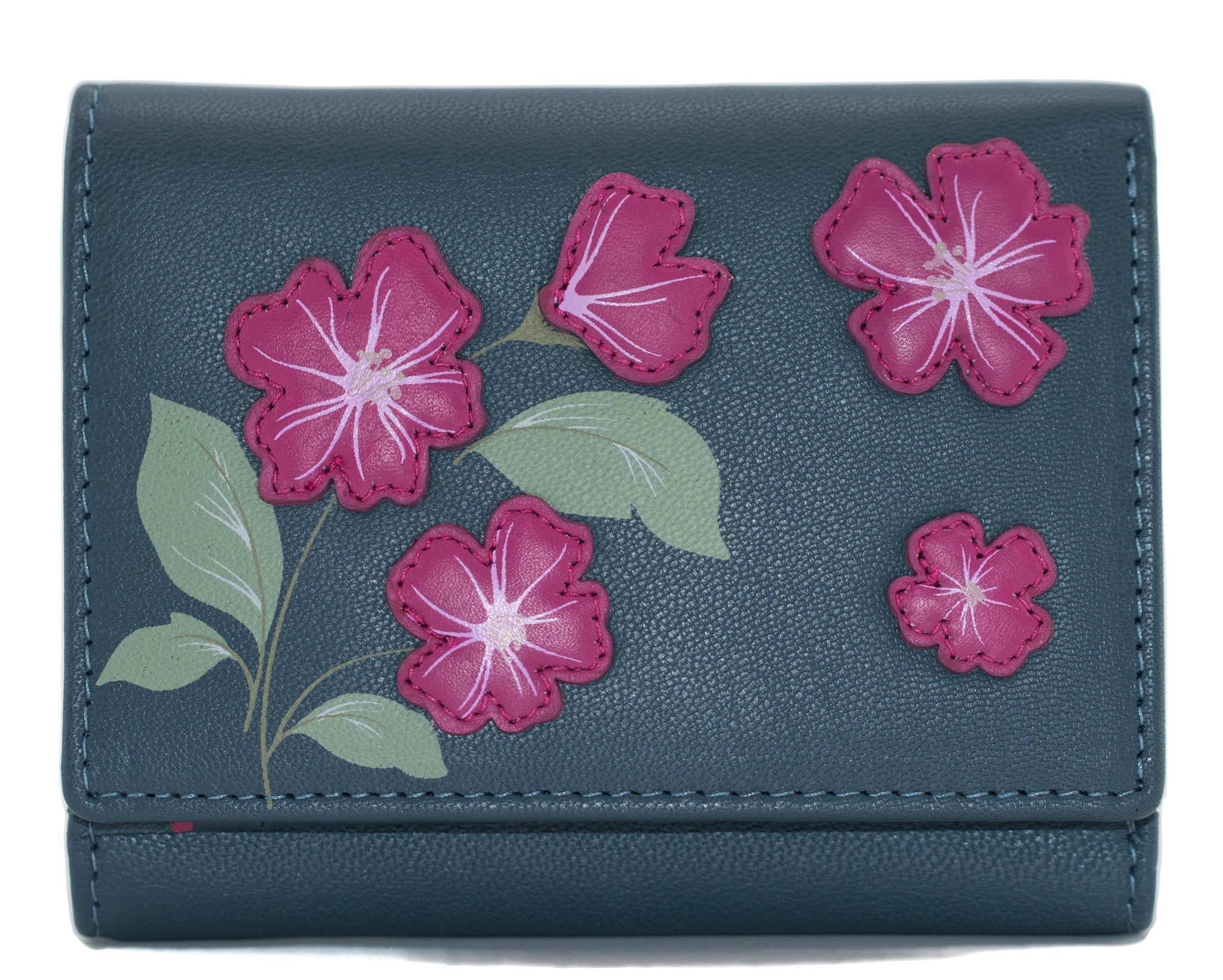 Sakura Compact Tri-fold Purse - 3677 28 – Mala Leather Limited