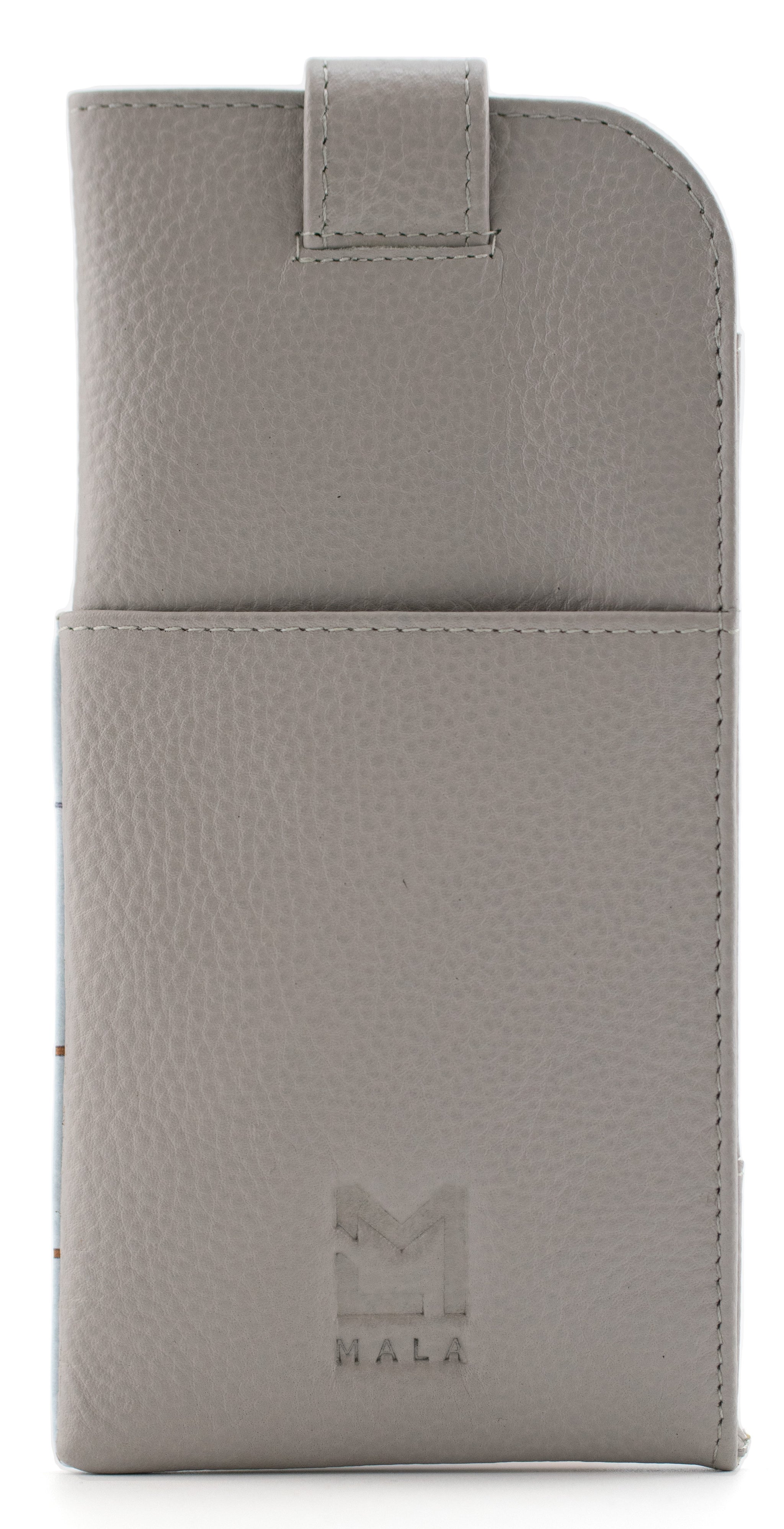 Mala Leather Custodia Occhiali In Pelle Morbida – Bake Me Happy – Grigio – Con Tasche E Portapenne