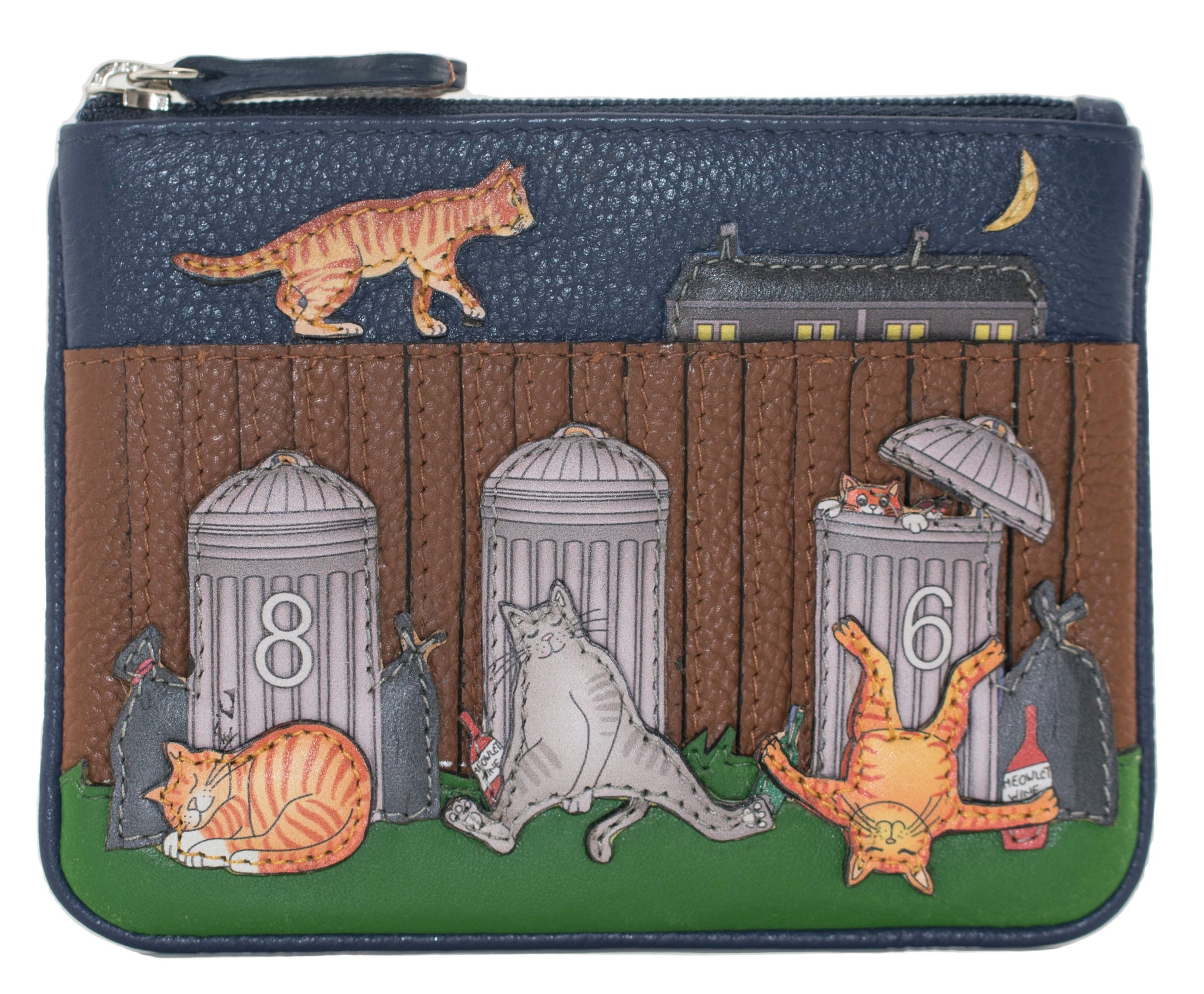 Mala Leather Custodia Occhiali Ziggy Cat – Pelle Morbida Con Tasca Frontale – Regalo Per Amanti Gatti